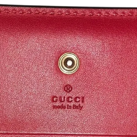 GUCCI Cherry GG Supreme  Beige Gray Bi-fold Wallet W/Box and Card - Picture 12 of 16
